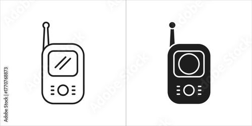 Black and white set icon of a baby monitor