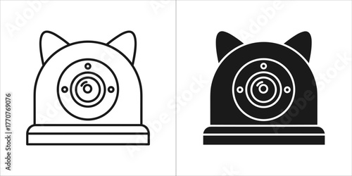 Catshaped surveillance camera in black and white, providing security