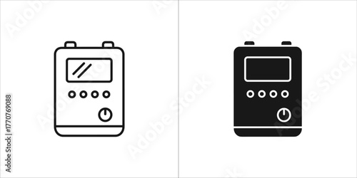 Line and glyph icon of a portable multimeter