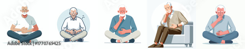 vector of a grandfather experiencing digestive problems