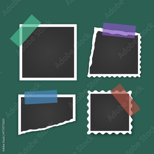 Old photo postcard, old photo frames in vector