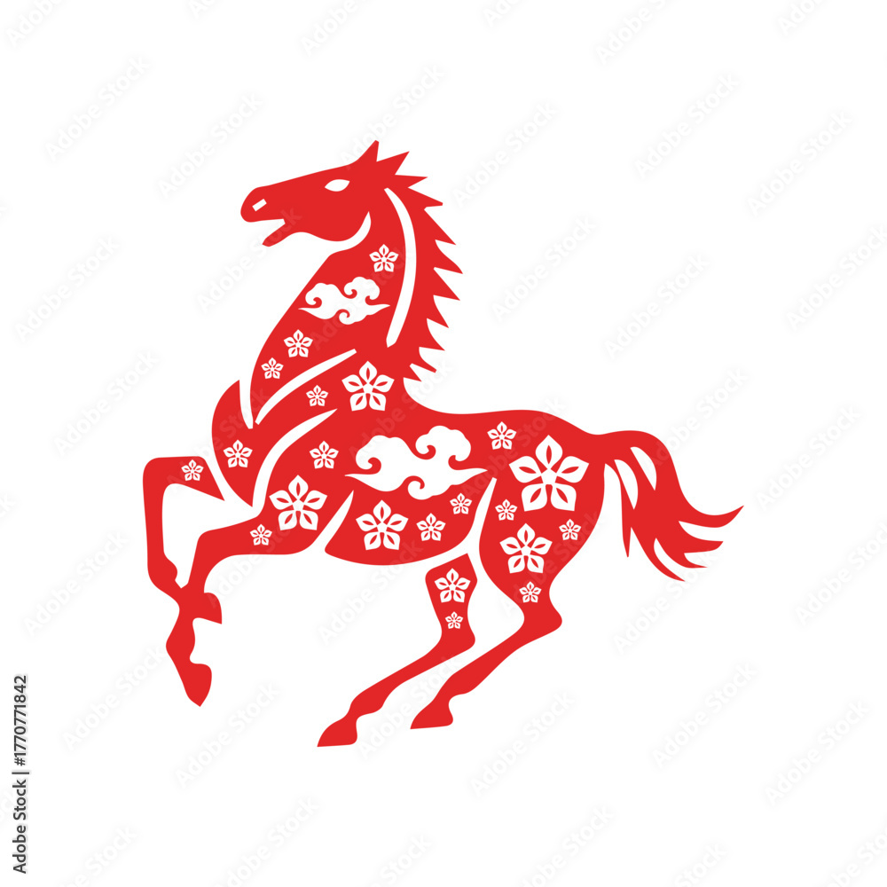 Fototapeta premium Lunar new year horse chinese zodiac sign isolated