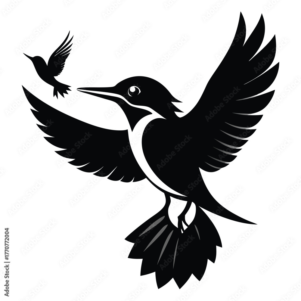 Obraz premium Black and white eagle vector illustration flying bird design