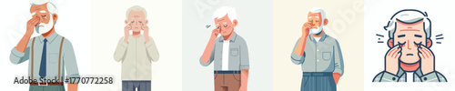 vector of a grandfather rubbing his sore eyes