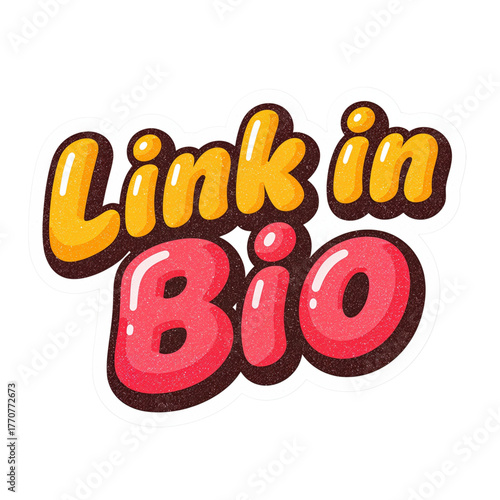 Link in Bio Retro 70s Bubble Font Sticker