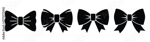 candy bow silhouette vector icons collection isolated on white background.Christmas Vector Icon Set.