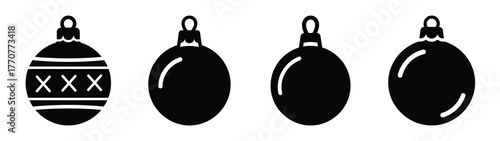 christmas bauble silhouette vector icons collection isolated on white background.Christmas Vector Icon Set.
