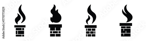 christmas chimney smoke silhouette vector icons collection isolated on white background.Christmas Vector Icon Set.