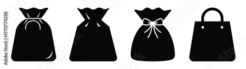 christmas gift bag silhouette vector icons collection isolated on white background.Christmas Vector Icon Set.