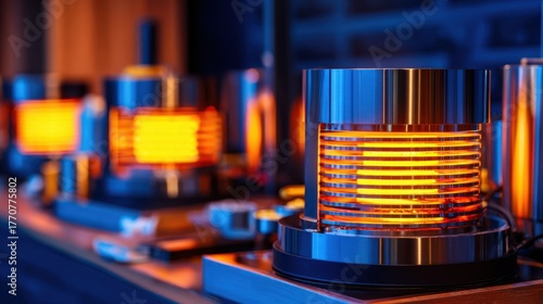 Modern electric heaters glowing warmly in a cozy interior setting with ambient lighting and decor