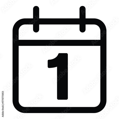 Calendar date one icon graphic symbol concept vector