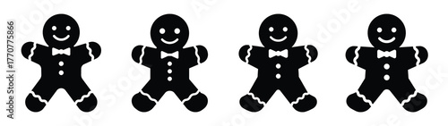 gingerbread man silhouette vector icons collection isolated on white background.Christmas Vector Icon Set.