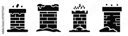 santa sleigh flying silhouette vector icons collection isolated on white background.Christmas Vector Icon Set.