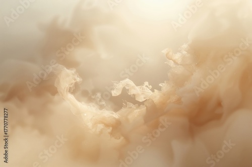 Ethereal mist illuminated by soft radiant light forming golden ivory dreamlike gradients