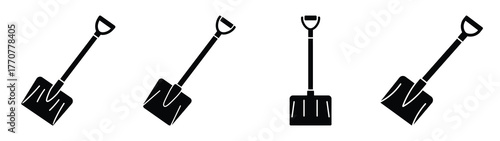 snow shovel silhouette vector icons collection isolated on white background.Christmas Vector Icon Set.