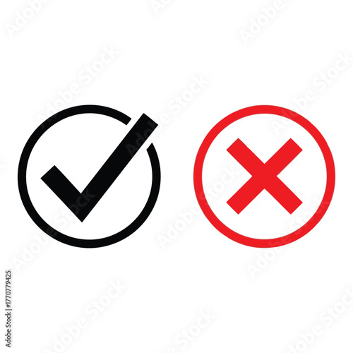 Check mark and cross icon vector
