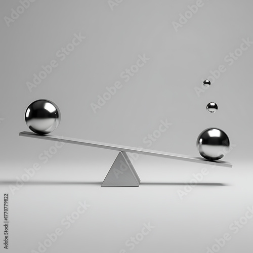 Silver Balls on a Balancing Scale balance seesaw