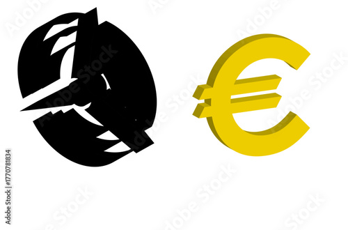 Shiny 3D gold euro and dollar currency symbols represent global business and financial market success through wealth investment and exchange