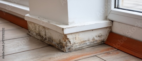 Mold growth at the corner of a window in a residential room indicates moisture issues and potential damage in the home © pvl0707