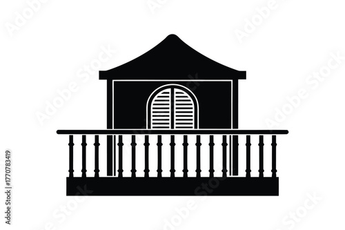 A balcony  silhouette vector art illustration
