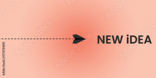 New idea and creativity concept vector with paper airplane flying forward on pastel background, symbolizing innovation, inspiration, imagination, and creative progress.
