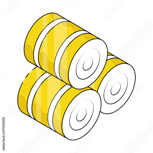 A isometric design icon of hay bale 