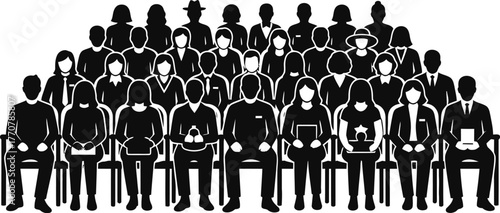 Audience silhouette vector of people seated
