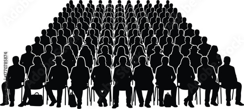 Audience silhouette vector of people seated