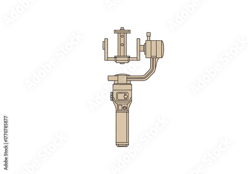 Illustration of a handheld camera stabilizer for smooth video recording.