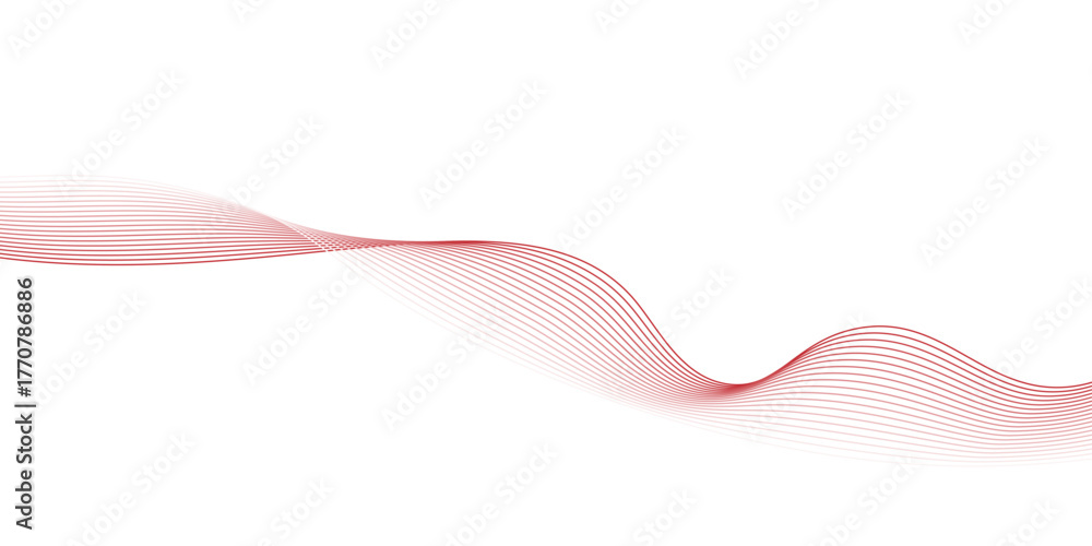 Fototapeta premium abstract red wave line background, ed wave vector illustration with wavy lines and digital light flow creates a modern texture, red wave lines on white background,