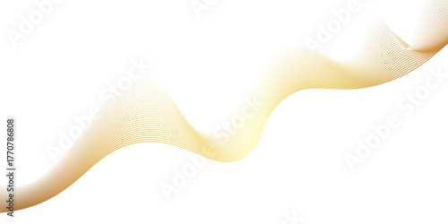 Abstract gold wave design ,Flowing particles future technology concept abstract gradient and gold wave ,gold wave lines on white background, premium wallpaper, minimal line illustration banner,