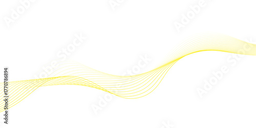 Smooth Yellow Wave Gradient Abstract Background, abstract line waves on white background. golden or yellow wave, wave background Digital frequency, banner template with space for text, cover, 

