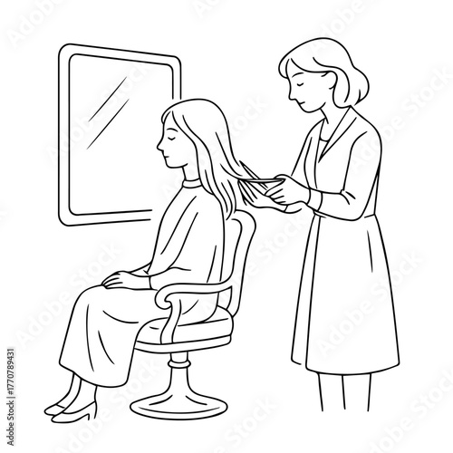 Hair Stylist Checking Hair Length Vector
