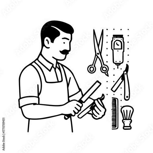 Barber Sharpening Razor Tools Vector
