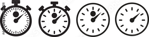 Stopwatch icon set vector graphics designs. Clocks icon collection design. Vector Time and Clock icons set.