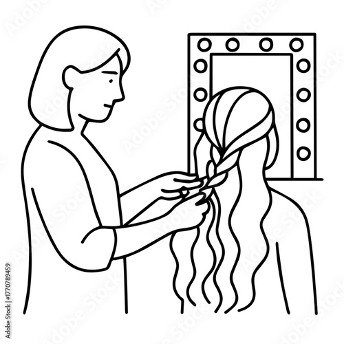 Hairdresser Braiding Hair Vector
