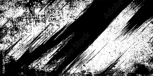 Grunge black and white pattern. Monochrome particles abstract texture. Background of cracks, scuffs, chips, stains, ink spots, lines. Dark design background surface. Gray printing element