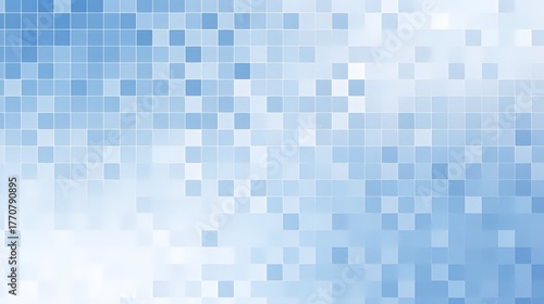 Abstract blue pixel mosaic with gradient squares, digital design asset for web banners and tech branding templates.