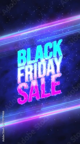 Background for Black Friday Sale. Vertical Video. Motion Graphics Discount Promotions