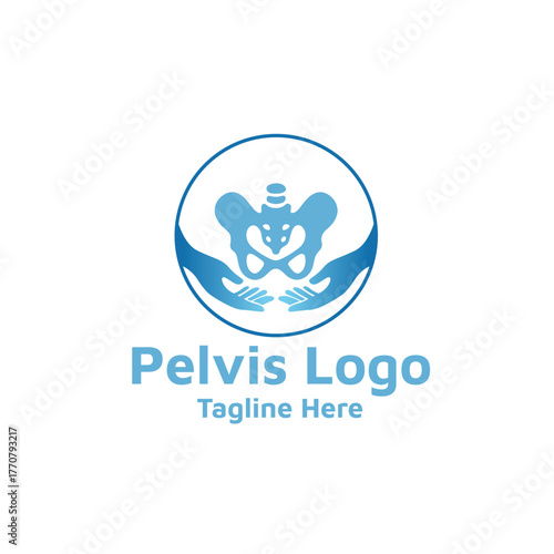 Pelvis bone Logo icon Human skeleton lower body anatomy symbol. Pelvic hip joint Illustation