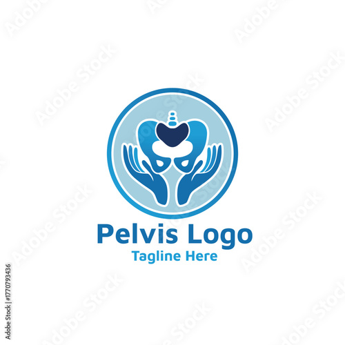 Pelvis bone Logo icon Human skeleton lower body anatomy symbol. Pelvic hip joint Illustation