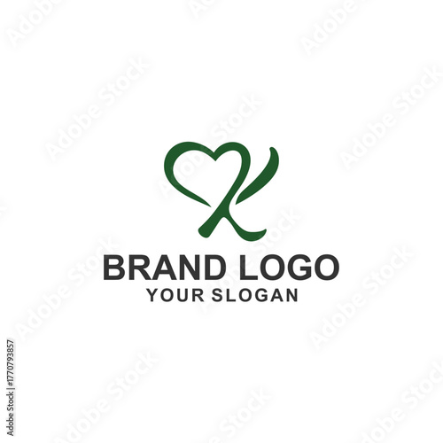 latter K love logo vector illustration
