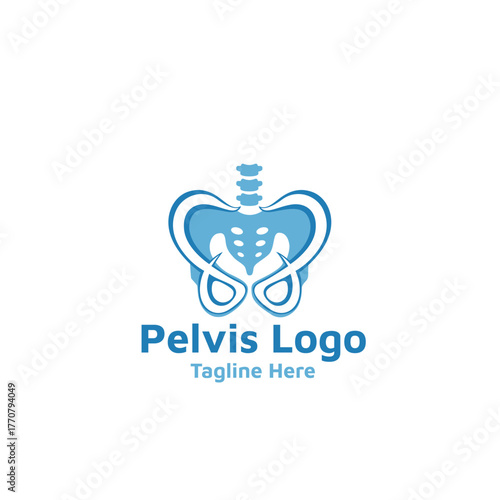 Pelvis bone Logo icon Human skeleton lower body anatomy symbol. Pelvic hip joint Illustation