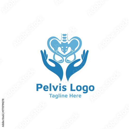 Pelvis bone Logo icon Human skeleton lower body anatomy symbol. Pelvic hip joint Illustation