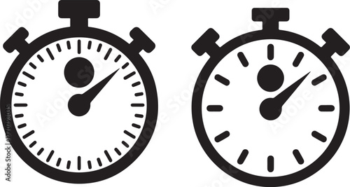 Stopwatch icon set vector graphics designs. Clocks icon collection design.Time and Clock icons set.