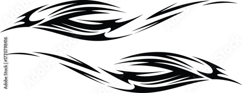 Abstract Tribal Flames Design - A Black and White Woodcut Style Illustration