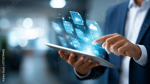 Document Management System DMS interface display enterprise resource planning ERP dashboard digital workflow sharing platform asset content management online backup files