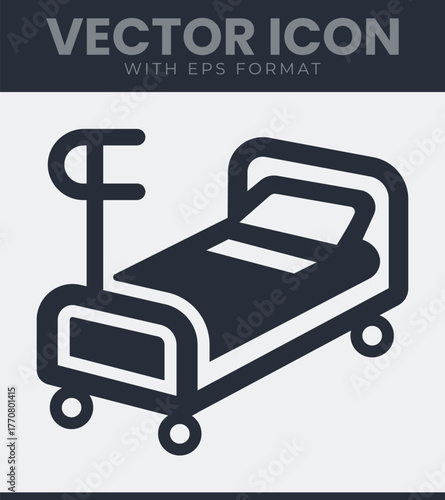 Simple hospital bed icon vector graphic medical care equipment symbol