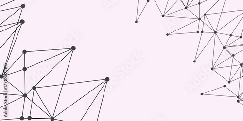 Global network connection website header or banner design. Abstract background with connecting dots and lines. Global business. Social network communication. Internet technology. Vector illustration