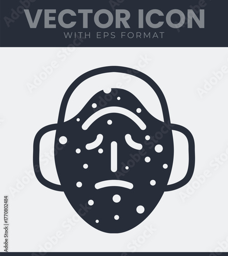 Sad face mask icon with dots illness sickness flu disease face covering